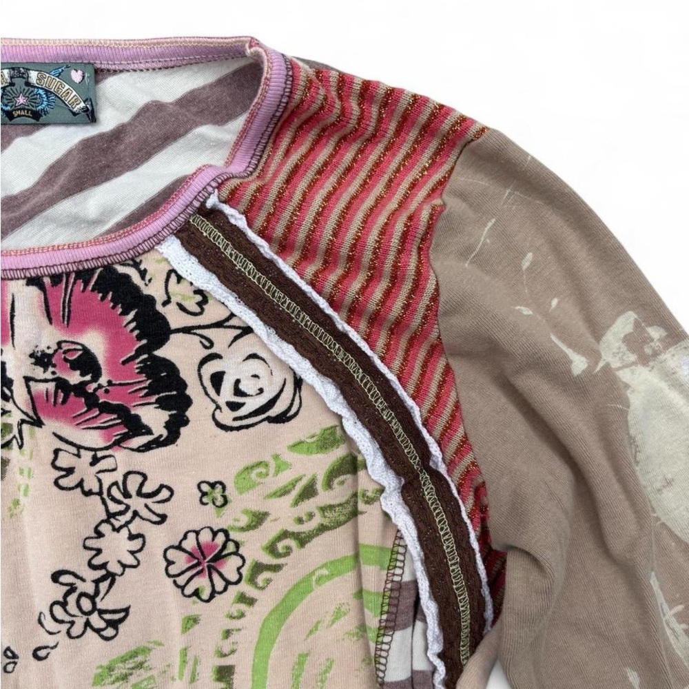 ✨RARE VINTAGE VANILLA SUGAR ARTSY COOL PATCHWORK LONG SLEEVE TOP SMALL✨ - Picture 7 of 8